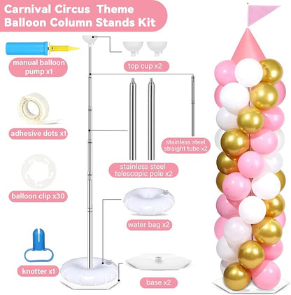 2 Sets Pink Princess Castle Balloon Column Stand Kit - Image 2