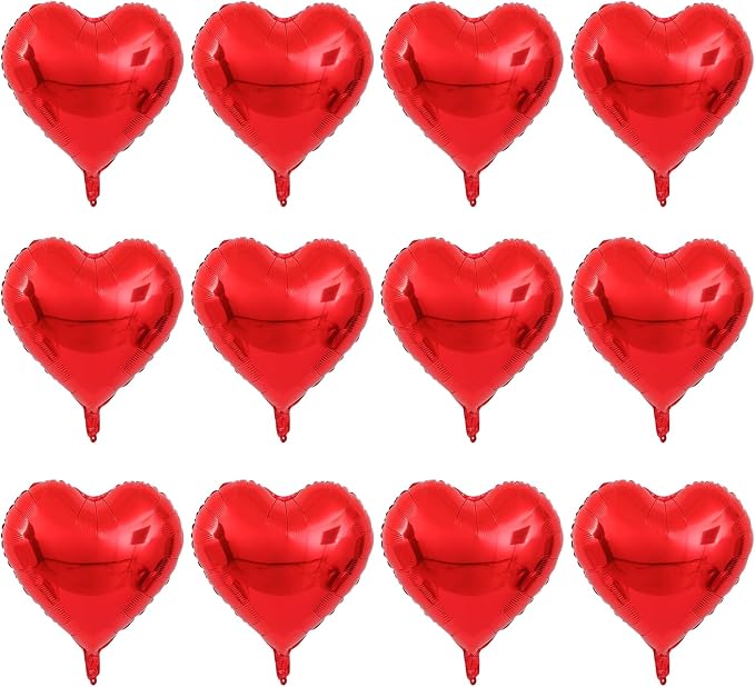 Red Heart Balloons, 18Inch Red Love Helium Polyester Film Balloon by Adorely