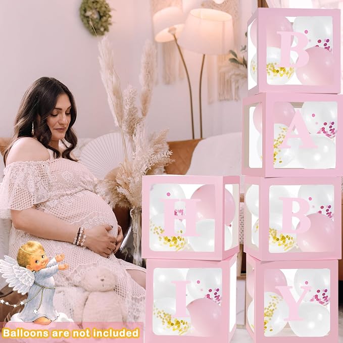 Pink Transparent Balloon Boxes, 6 Valentine's Day Baby Boxes - Image 3