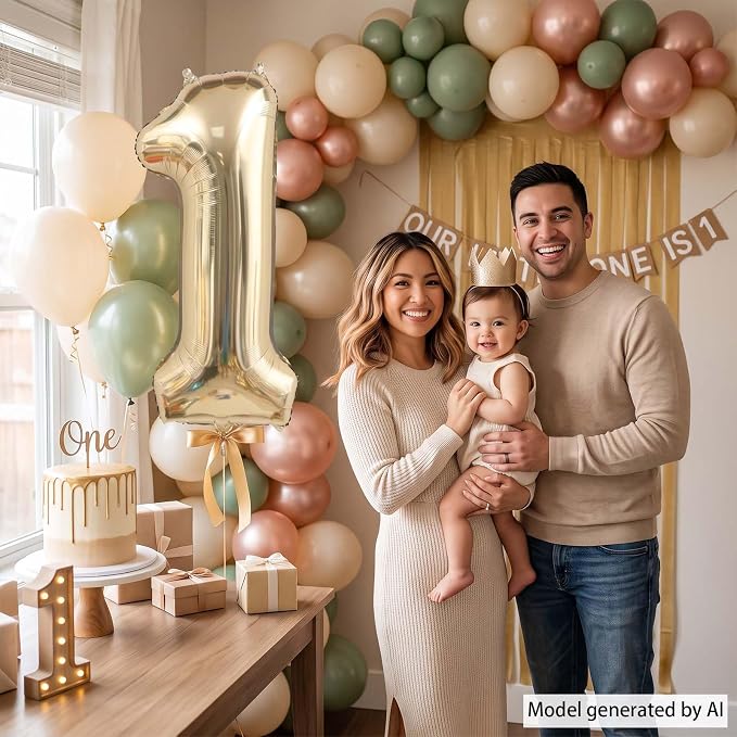 White Gold Number 1 Balloon 40 Inch, Foil Numeral - Image 6