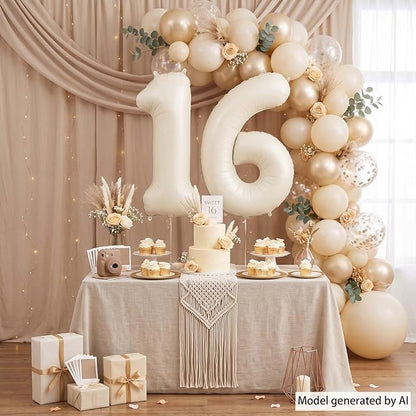 Cream Number 16 Balloon 40 Inch, Foil Numeral - Image 3
