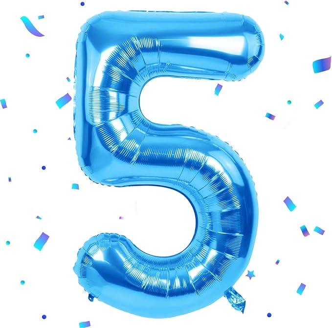 40 inch Blue Number Balloon Giant Foil Helium Balloons Blue Number 5 Balloon by Yeodong