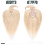 SEGO Hair Toppers for Women Real Human Hair with Thinning, with Front Bangs Clip in Toppers Straight 150% Density Silk Base -10 Inch #18/613 Ash Blonde Mix Bleach Blonde