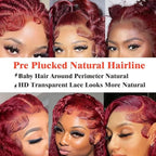 26 Inch 99J Burgundy Deep Wave Lace Front Wigs Human Hair 200% 13x6 Lace Front Wigs Human Hair Glueless HD Lace Frontal Wigs for Women