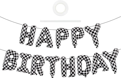 TONIFUL 16 Inch Race Car Themed Happy Birthday Balloons Banner Decorations | by TONIFUL