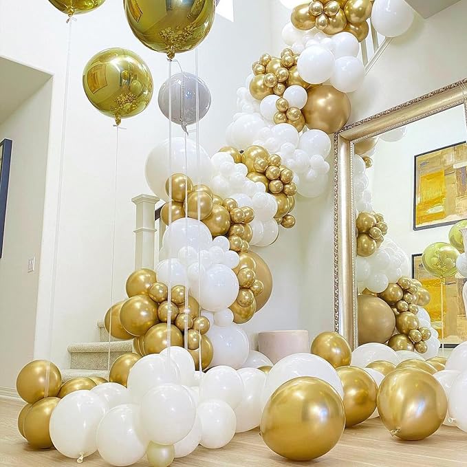 PartyWoo White and Gold Balloons, Party Decorations - Image 5