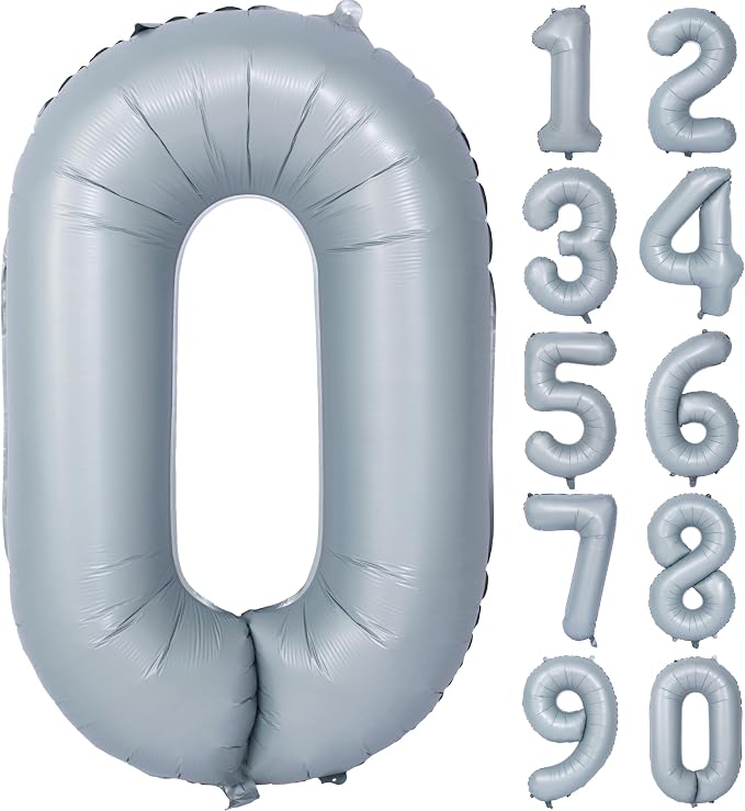 40 In Matte Gray Number 0 Balloons Helium Foil Mylar Balloon Digit 0 | by Exquisitehighqualitypartydecorationstomeetyoureveryneed%EF%BC%81
