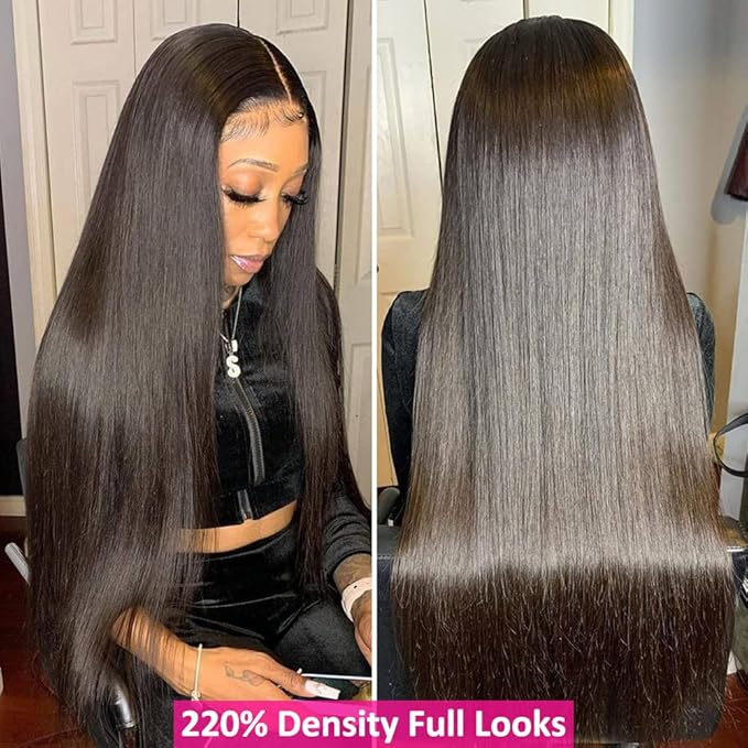 Hermosa 220% Density 30 inch HD Transparent 13x4 Lace Front Wigs Human Hair Pre Plucked 12A Glueless Straight Lace Frontal Human Hair Wig for Black Women
