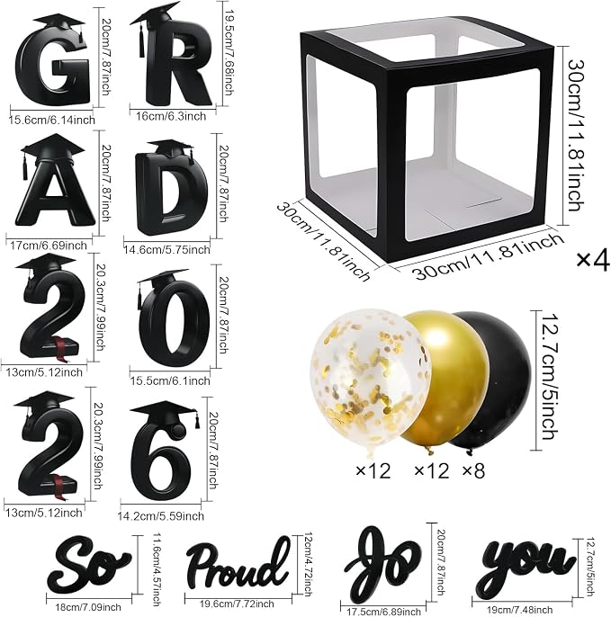 2026 Graduation Balloon Boxes Decorations, So Pround of You Decorations - Image 2