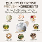 VITAMINS hair cosmetics Keratin Hair Mask - Protein Repair Keratin Treatment - Deep Conditioner for Dry, Damaged, Curly, Straight & Frizzy Hair with Biotin, Collagen & Castor Oil - 8.5 Fl Oz