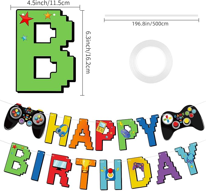 Video Game Controller Birthday Banner Video Gameing Theme Party Decorations - Image 2