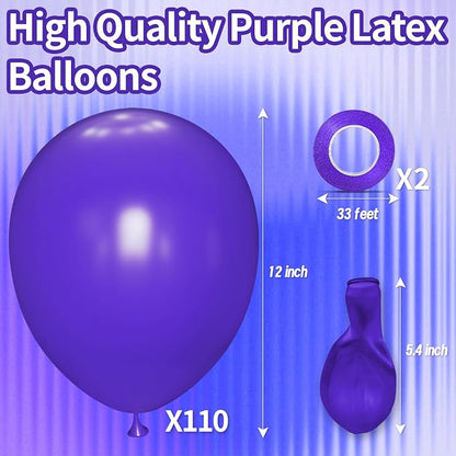 Purple Latex Party Balloons, 110 Pack 12 inch Round Helium Balloons - Image 5