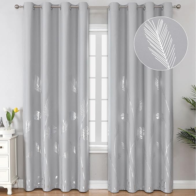 Light Grey Blackout Curtains 108 Inches Long, Light Blocking Thermal Insulated by ESTELARTEXTILER