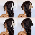 5PCS Large Claw Hair Clips for Thick Hair Big Banana Hair Clips for Women Nonslip Strong Hold Hair Claw Clip Plush (White+Black+Beige+Brown+Coffee)