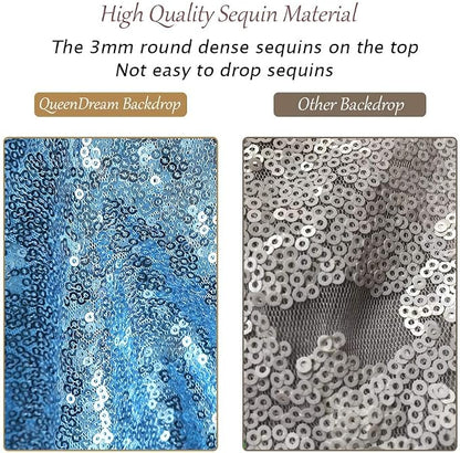 Baby Blue Sequin Backdrop Curtain 8ft x 8ft Sequin Glitter Background | Sequin - Image 6