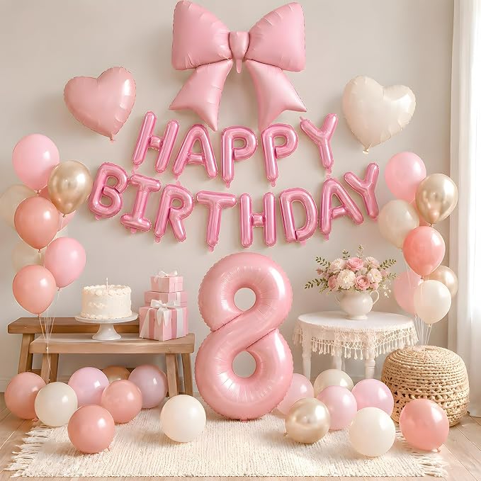 Dusty Pink Number 8 Balloon, 8th Birthday Decorations - Image 6