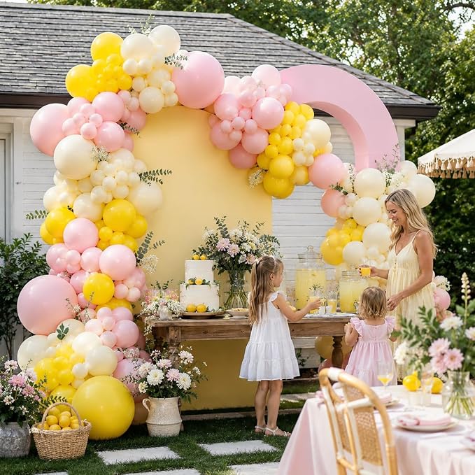 Pink and Yellow Balloon Arch Kit - Image 4