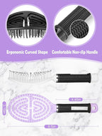 2 Pack Curved Vented Hairbrush,Hair Brush for Faster Blow Drying No Pulling Detangling Paddle Brushes for Women, Men Wet Dry Curly Thick Hair
