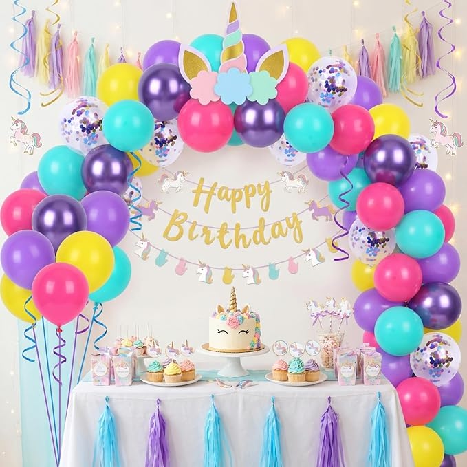RUBFAC Pink and Purple Balloon Bithday Balloons - Image 5