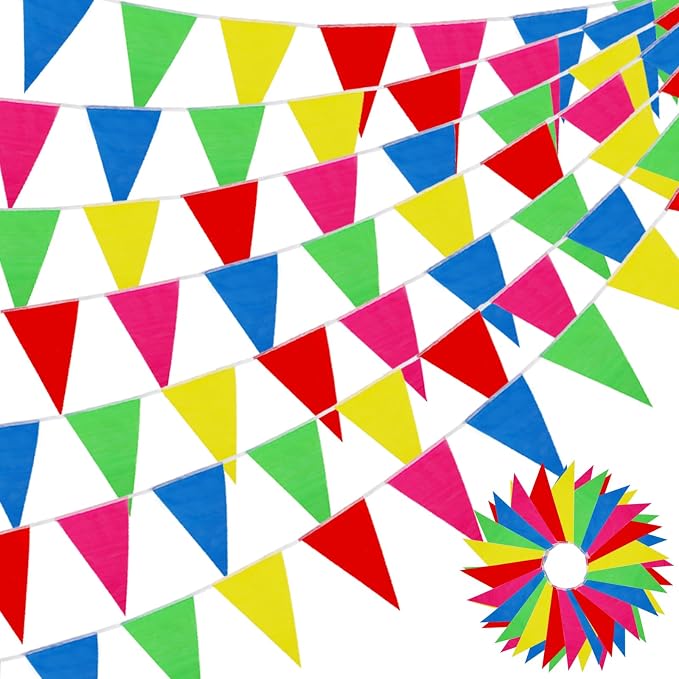 YGEOMER 600pcs Colorful Pennant Banner Flags 750ft | Multicolor carnival by YGEOMER