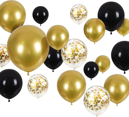 CANREVEL 120pcs Black and Gold Balloons Confetti Metallic Black Gold Latex by CANREVEL