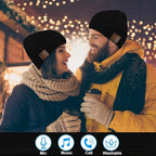 Wireless Beanie Hat for Men Women Wireless Music hat with Headphones Headset Speaker Mic Music Beanie Hat Unisex Knit Outdoor Sports Running Cap with Microphone Teens Tech Gifts