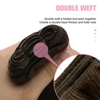 YoungSee Weft Hair Extensions Ombre Sew in Hair Extensions Real Human Hair Brown Ombre Golden Blonde with Platinum Blonde Balayage Weft Hair Extension Human Hair for Women 16Inch 100G
