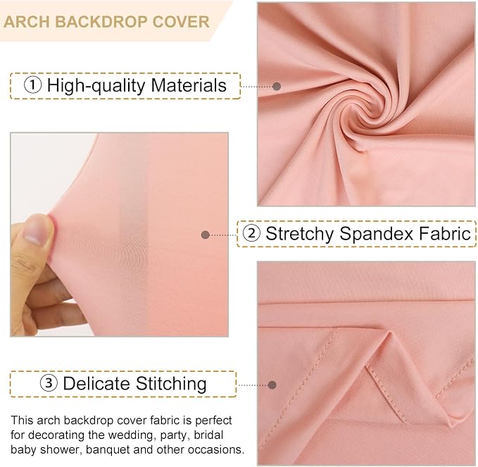 FANPROMS Wedding Arch Cover Set of 2 Rose Arch Cover Spandex Arched Backdrop - Image 2