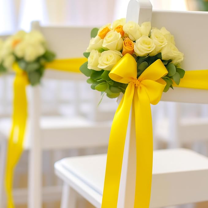 30Yards 1 1/2In Yellow Ribbon for Gift Wrapping Birthday Christmas Party | - Image 5