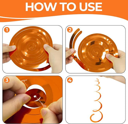 24 PCS Orange Hanging Swirl, Sparkle Ceiling Decorations, Plastic Streamer - Image 7