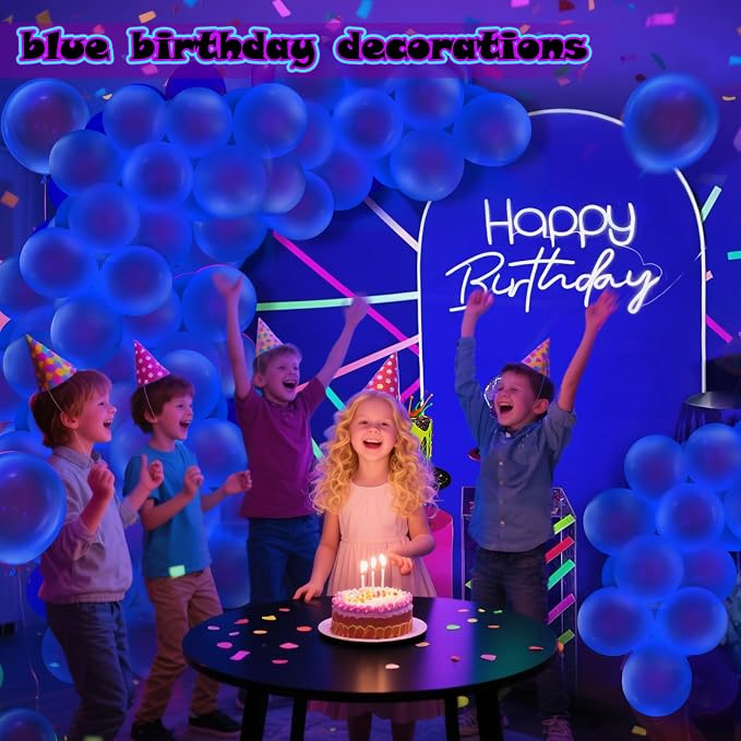 100 Pcs UV Neon Blue Balloons 12 inch Neon Party Supplies, Glow in the Dark - Image 7