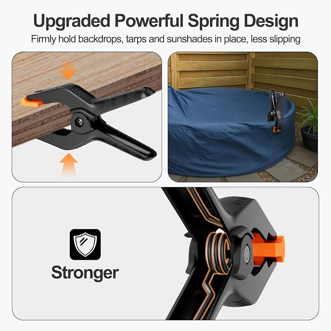 EMART 6 Pack Heavy Duty Spring Clamps, 9 inch Plastic Photo Booth Backdrop - Image 4