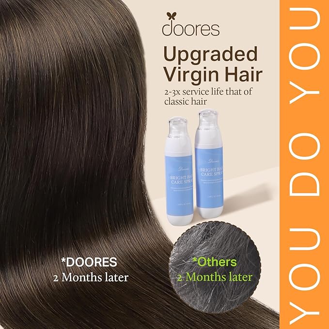 DOORES Seamless Clip in Hair Extensions Real Human Hair, Light Dark Brown 150g 7pcs 22 Inch Virgin Clip in Hair Extensions, Invisible Edge Clip in Hair Extensions, Straight Natural Hair