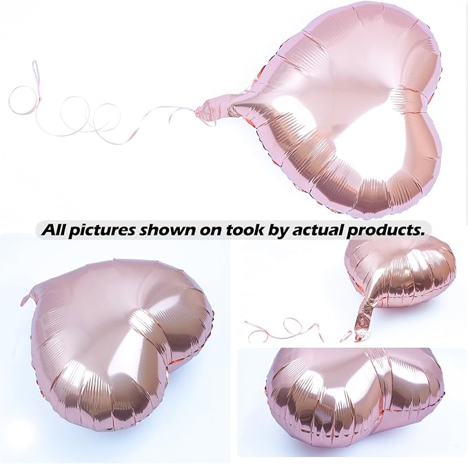30 Pcs 18 Inch Rose Gold Heart Foil Mylar Helium Balloons - Image 2