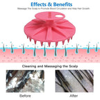 INNERNEED Scalp Massager Shampoo Brush, Wet & Dry Manual Scalp Care Head Scrubber Hair Washing, Soft Silicone Bristles, for Hair Growth, Dandruff Removal, Comfortable for All Hair Types (Pink)