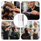 6 Pcs Rat Tail Combs, Fine Tooth Parting Tip for Women, Carbon Fiber Root Teasing Anti Static Hair Comb for Root Teasing Back Combing Adding Volume Evening Styling, Two each of pink, purple, and black