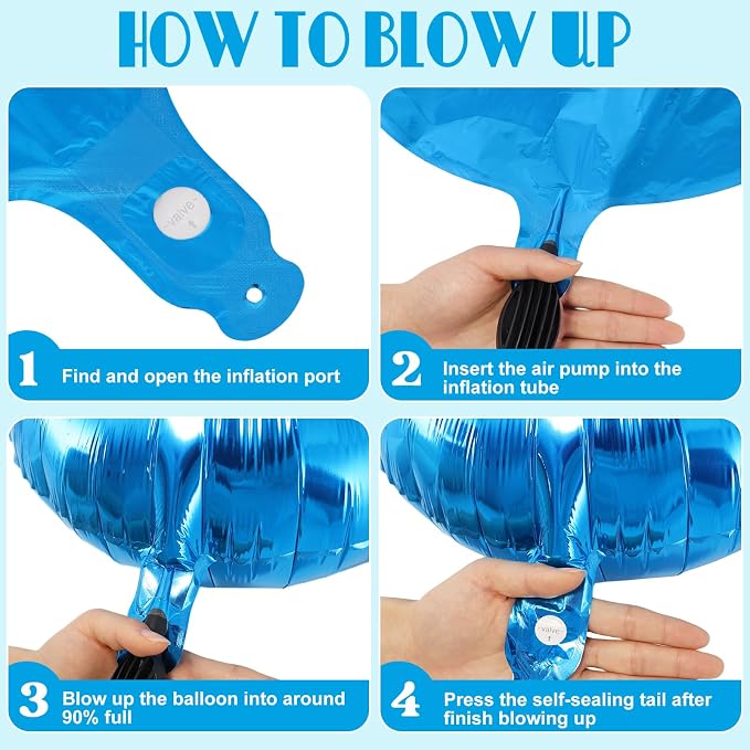 20 Pcs Blue Round Shaped Balloons, 18 Inch Round Foil Balloon, Giant Round - Image 6