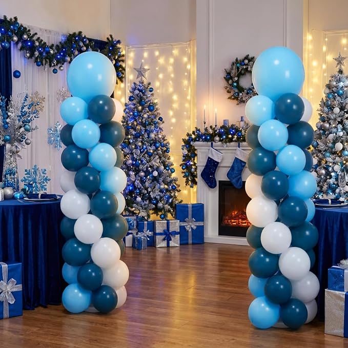 Jenaai 2 Sets 163 Pcs Turquoise Teal Balloons Column Stand Kit Teal Balloons - Image 2
