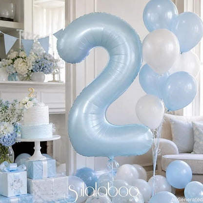 40 Inch Light Blue Number 2 Balloon 0-9 Big Helium Balloons | Large Giant - Image 3