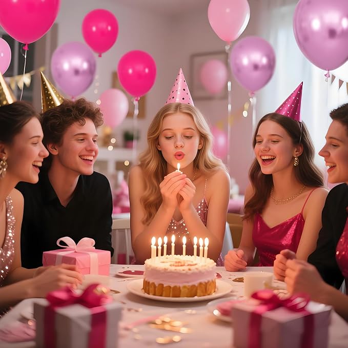 100Pcs Pink Balloons 12Inch Hot Pink Metallic Pink Balloon Light Pink Balloon - Image 3