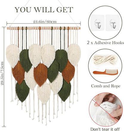 Macrame Wall Hanging Boho Woven Tapestry Chic Home Decor Modern Wall Art | - Image 2