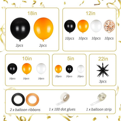 141pcs Orange Black and White Balloon Garland Kit, 18 12 10 5 Inch Balloon | - Image 2