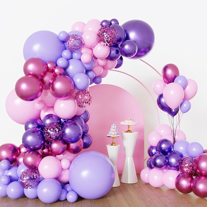 Lukiituke Pink and Purple Balloon Arch Kit by Lukiituke
