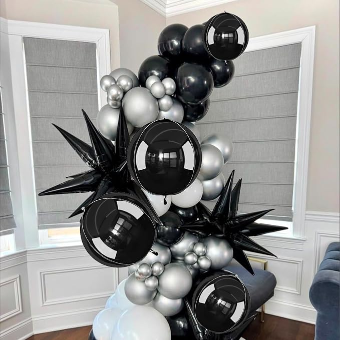 13pcs Black 4D Balloons 22" 18" 10" 4D Dark Ball Balloon Black Metallic Foil - Image 4