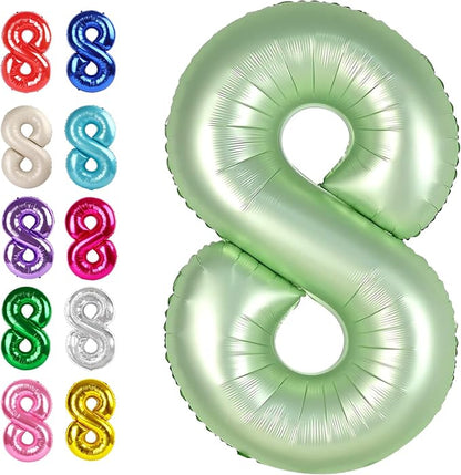 Oliver Green Number 8 Balloon 40 inch, Birthday Party Balloons Decorations | by Upgesy