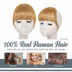 BARSDAR Real Human Hair Clip in Bangs - Blonde Human Hair Clip in Bangs for Women - Golden Blonde Thick Bangs Extensions Fringe with Temples Dyeable Real Hair Bangs Hairpieces - Dark Golden Blond