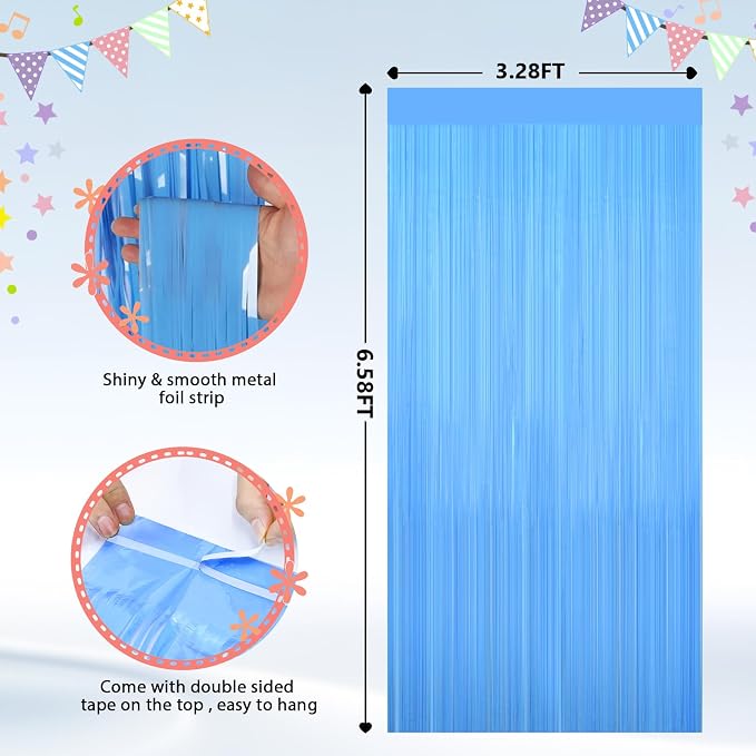 2Pack Macaron Blue Party Streamers, Baby Shower, Photo Booth Props - Image 3