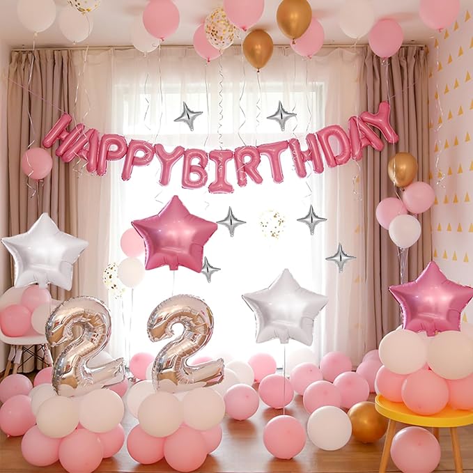 CANREVEL Happy Birthday Banner Decorations + 8Pcs Star Balloons, - Image 4