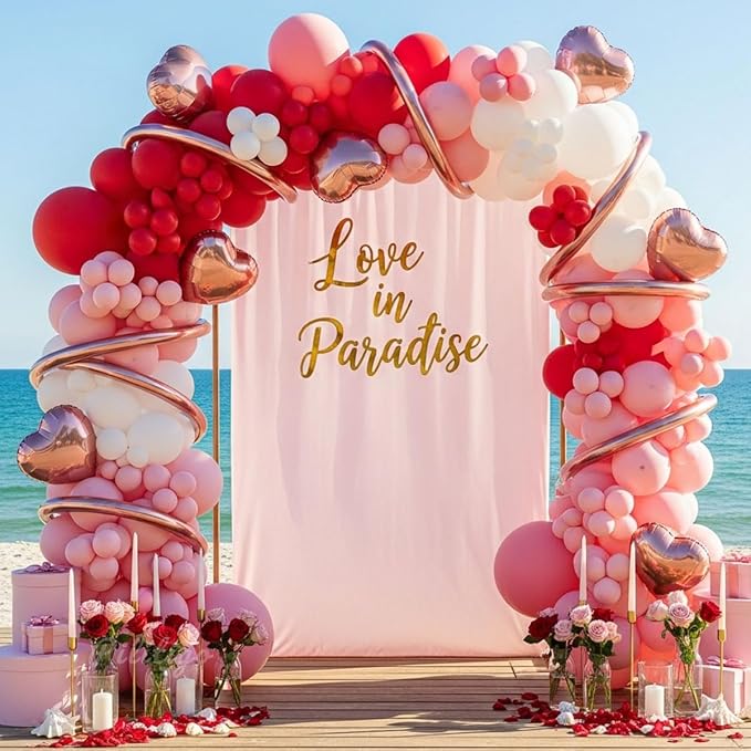 Valentine's Day Balloon Arch Kit, 8 Rose Gold Long Balloons, Latex Sizes - Image 2