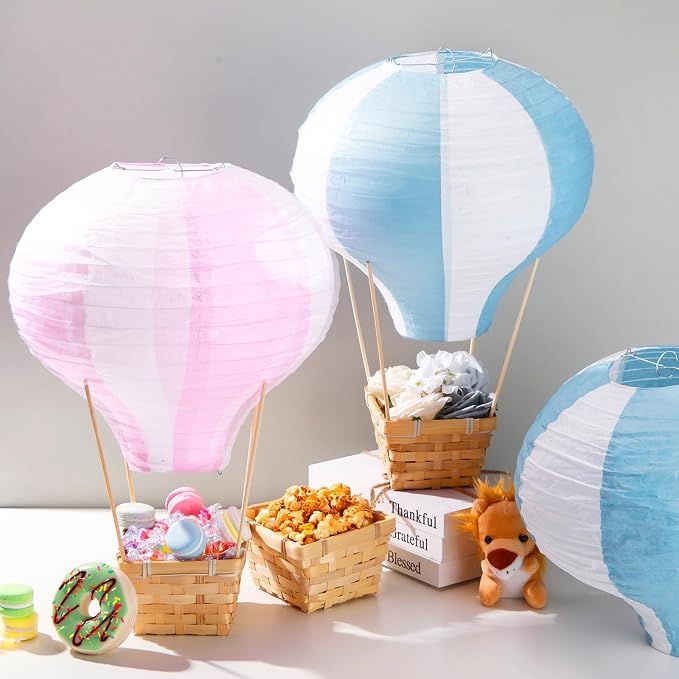 Meooeck 4 Sets Hot Air Balloon Tables Centerpieces, 11.8'' Paper Lantern Party - Image 6